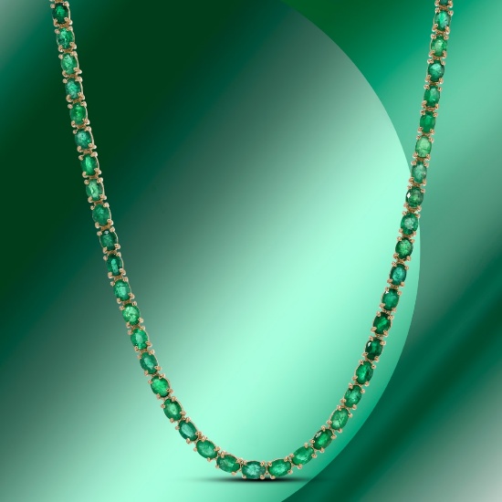 14k Gold 17.79ctc Emerald Necklace