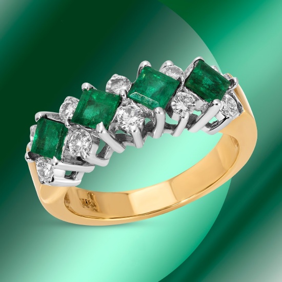 14k Gold 1.00ctc Emerald & 0.50ctc Diamond Ring