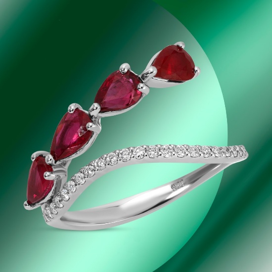 14k Gold 1.59ctc Ruby &  0.19ctc Diamond Ring