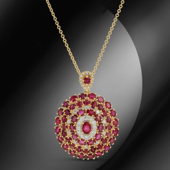14K Gold 8.22cts Ruby & 0.67cts Diamond Pendant