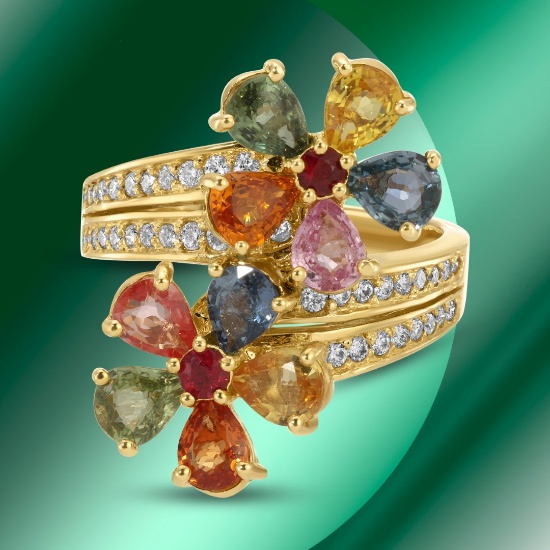 14K Gold 3.15cts Gemstone & 0.14 Diamond Ring