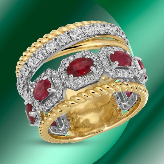 14K Gold 1.84cts Ruby & 1.39cts Diamond Ring