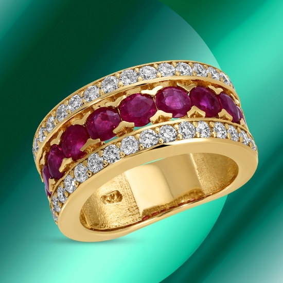14K Gold 2.70cts Ruby & 1.33cts Diamond Ring