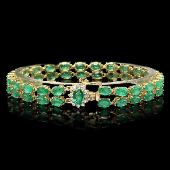 14k Gold 18ct Emerald 0.40ct Diamond Bracelet