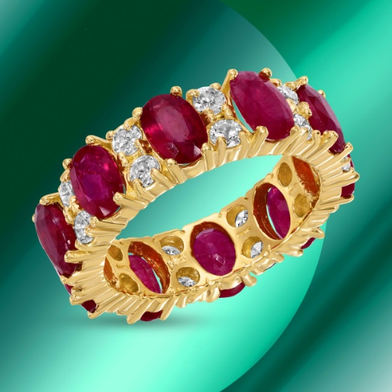 14k Gold 5.40ct Ruby 1.80ct Diamond Ring