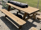 PICNIC TABLE WITH UMBRELLA AND STAND