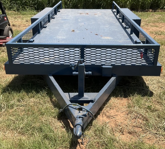 BLUE BUMPER PULL 18' FLATBED TRAILER-NO TITLE