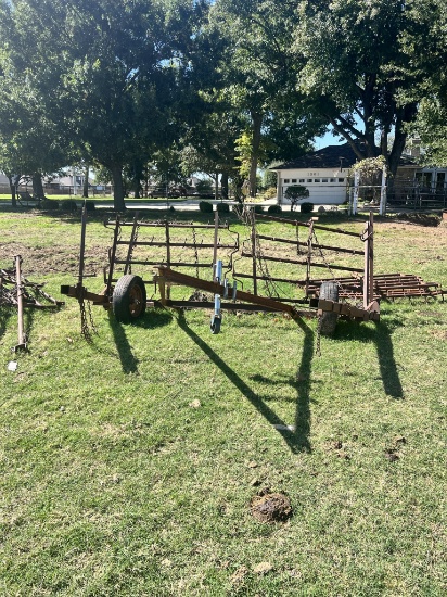 4 SECTION HARROW MOUNT ON WHEELS