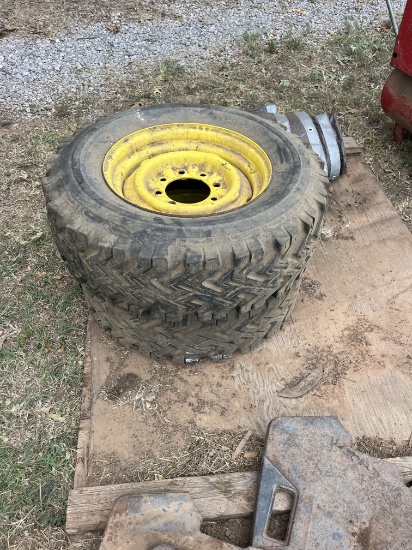 2- 8 HOLE 16.5 TIRES AND WHEELS
