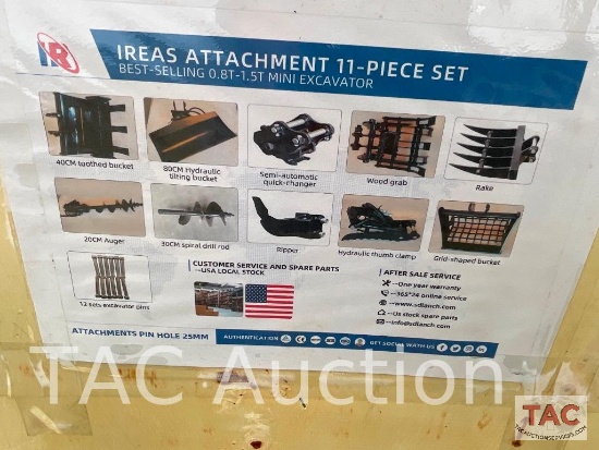 New 11 Piece Mini Excavator Attachment Set