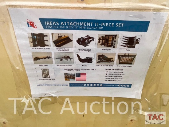 New 11 Piece Mini Excavator Attachment Set