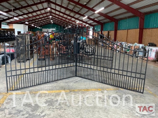Set of Wrought Iron Deer and Mountain Gates