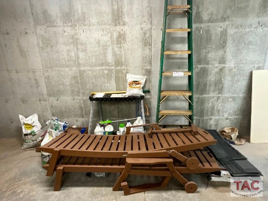 Ladder / Yard Tool Rack And Misc. Items