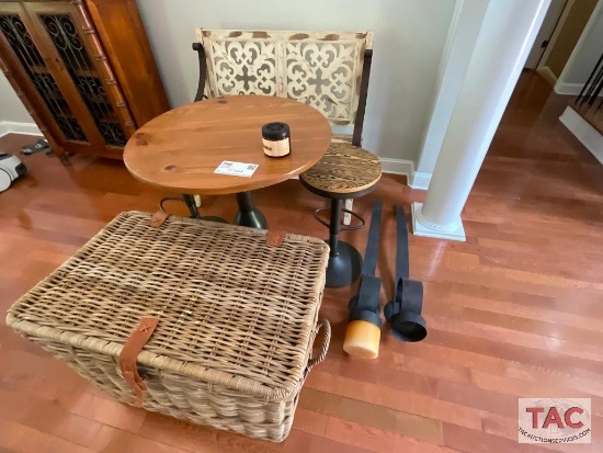 Wooden Bench And Table With Stools
