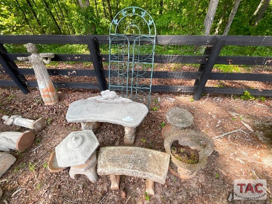 Cement Benches And Yard Decorations