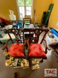Antique Chairs And Steamer Trunk