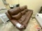 Set of 2 Catnapper Brand Brown Leather Reclining Sofas WITH End Tables