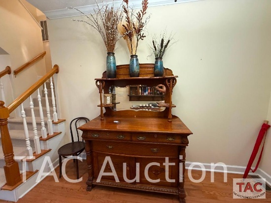 Hutch, Chair And Misc. Decor