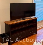 TV Stand With TV, Bookshelf And Wall Mirror