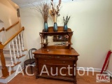 Hutch, Chair And Misc. Decor