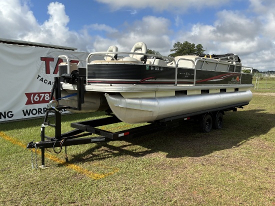 2012 Sun Tracker 24ft Fishing Barge DLX Pontoon Boat & 2025 Bama Built Trailer