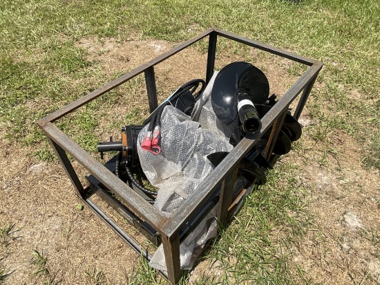 New Skid Steer Auger Attachment W/ (3) Auger Bits