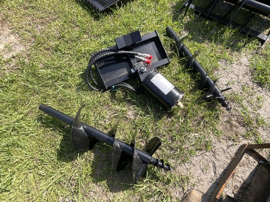 New Mini Skid Steer Auger Attachment With 2 Bits
