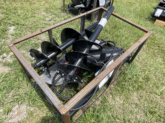 New Skid Steer Auger Attachment W/ (3) Auger Bits