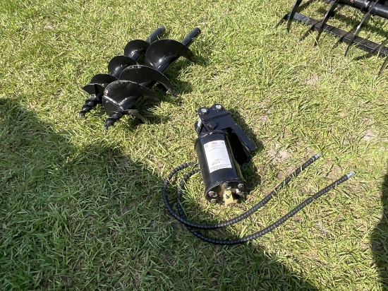 New Mini Excavator Auger Attachment With 2 Bits