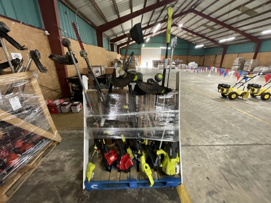 Rack Of Weed Eaters And Pole Saws