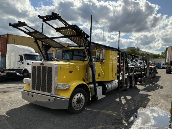 2015 PETERBILT 389 SLEEPER SEMI TRUCK w/ 2015 BOYDSTUN 1901 QL CAR HAULER