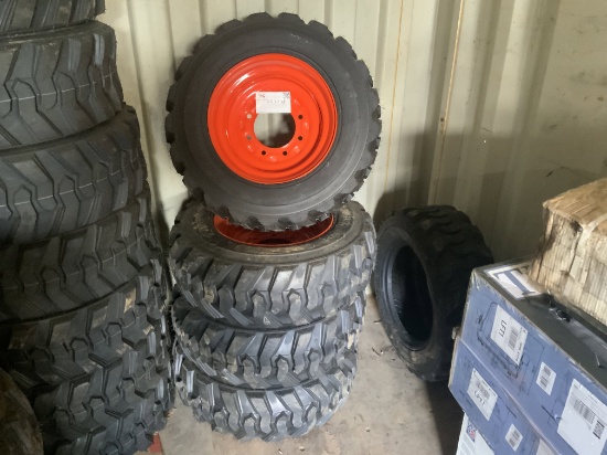 (4) 10-16.5 Skid Steer Tires And Rims