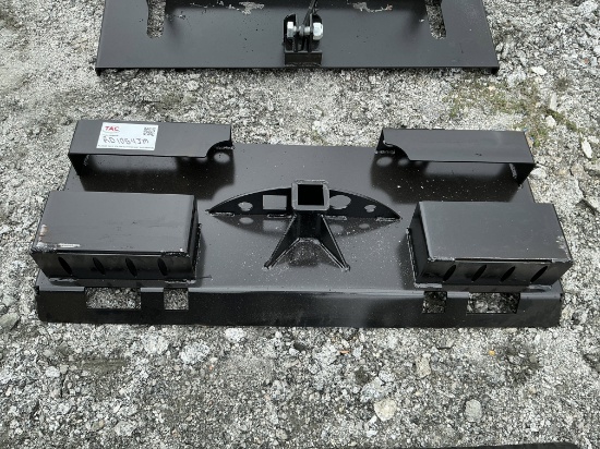New Skid Steer Quick Attach Backing Plate With Trailer Hitch Receiver and Storage