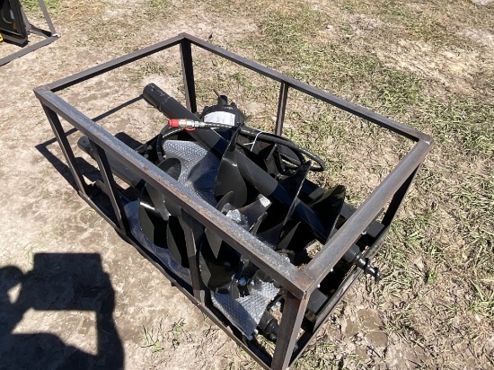 New Mower King SSECAG-Y Auger Motor With 3 Bits Skid Steer Attachment