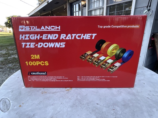 New Box Of 2m High End Ratchet Tie Downs (100 Count)