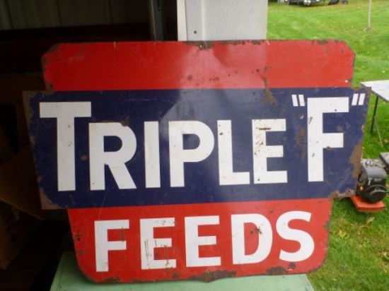 Triple "F" Feeds tin sign