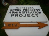 Minnestota Works Progress Administration Project sign and arrow