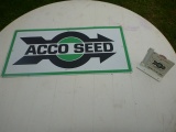 Acco Seed tin sign and rain gauge
