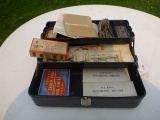 Tackle box with vintage lures and licenses