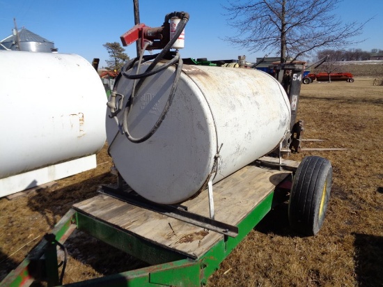 300 Gal Fuel Barrel w/ 12 volt Pump on 2 Wheel Trailer