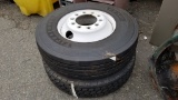 (2) Firestone 11r22.5 tires and rims