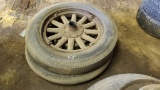 (2) antique wood spoke tires and rims