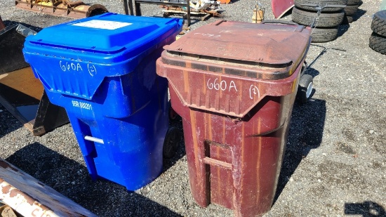 (2) Poly trash cans