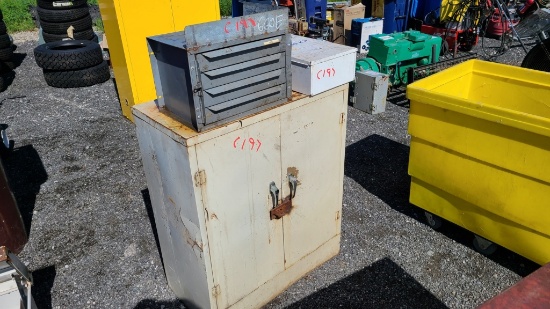 Misc cabinets with contents (screwdrivers, hand