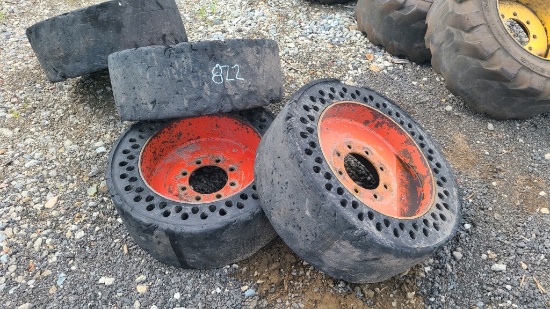 (4) 12-18 Skidsteer Tires And Rims