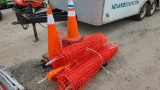 Lot road cones, vinyl fence