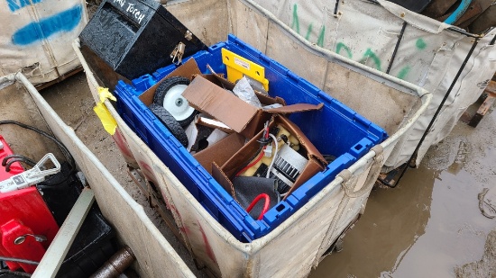 Bin lot - tools, tripod, etc