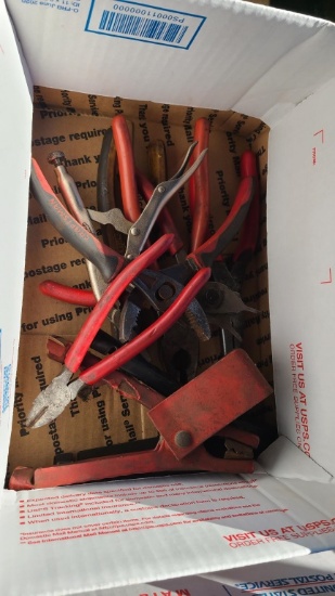 Box lot - pliers, spring tools