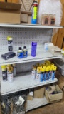 Contents of shelf, marking paint, starting fluid,