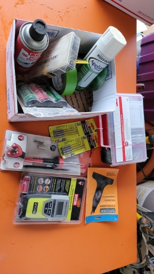 Lot - moisture meter, bits, solder, etc